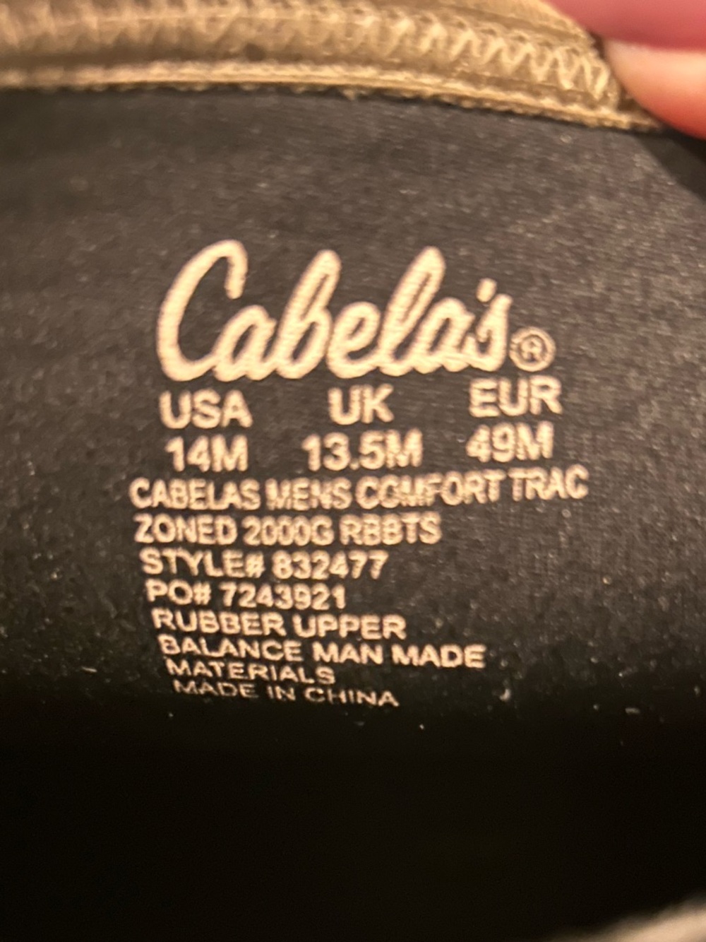 Men’s Cabela's Zoned Comfort Trac 2000-Gram Insulated Hunting Boots. Size 14M - Picture 8 of 10
